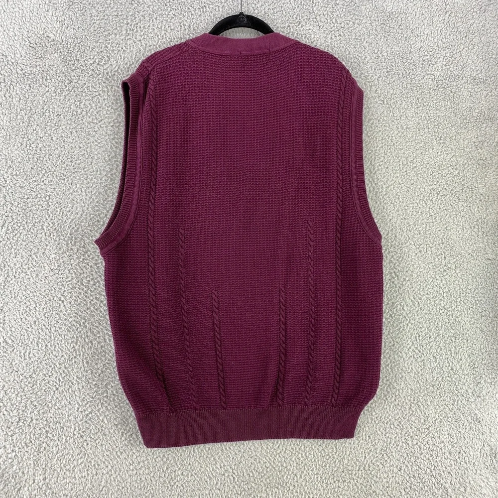 Vintage Michael Thomas Vest M Red Cable Knit Cardigan Egyptian Cotton USA Made